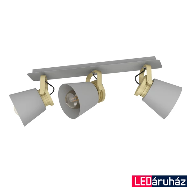 Eglo 43837 Twicken fali/mennyezeti lámpa, 3db spotfejjel, arany díszítéssel, szürke, E27 foglalattal, max. 3x40W, IP20