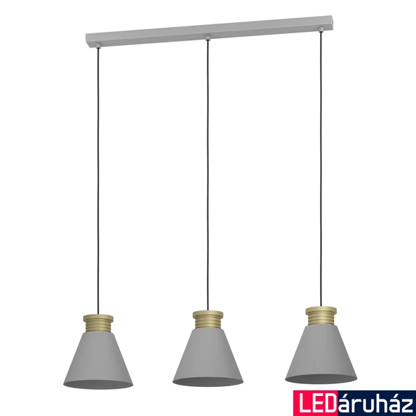 Eglo 43839 Twicken több ágú függeszték, arany díszítéssel, szürke, E27 foglalattal, max. 3x40W, IP20