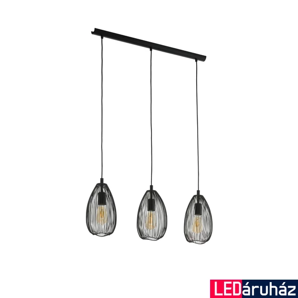 Eglo 49142 Clevedon több ágú függeszték, fekete, E27 foglalattal, max. 3x60W, IP20