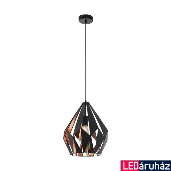 Eglo 49254 Carlton 1 1 ágú függeszték, fekete, E27 foglalattal, max. 1x60W, IP20