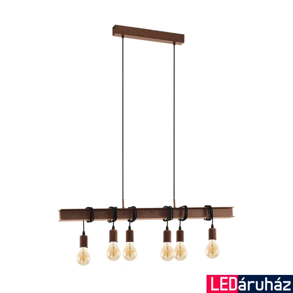 Eglo 49859 Townshend 4 több ágú függeszték, barna, E27 foglalattal, max. 6x60W, IP20