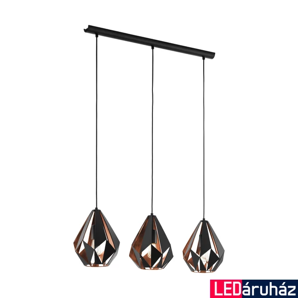 Eglo 49991 Carlton 1 több ágú függeszték, fekete, E27 foglalattal, max. 3x60W, IP20
