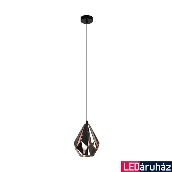 Eglo 49997 Carlton 1 1 ágú függeszték, fekete, E27 foglalattal, max. 1x60W, IP20