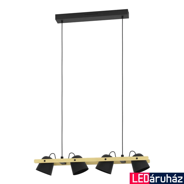 Eglo 900883 Hornwood-Z függeszték, 2700 K - 6500 K + RGB, fekete, 2200 lm, 2700K-6500K szabályozható, beépített LED, 4x3,7W, IP20