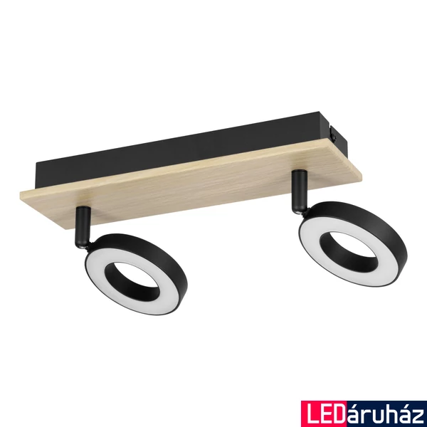 Eglo 901203 Rielves mennyezeti lámpa, fekete, 1000 lm, 3000K melegfehér, beépített LED, 2x4,2W, IP20