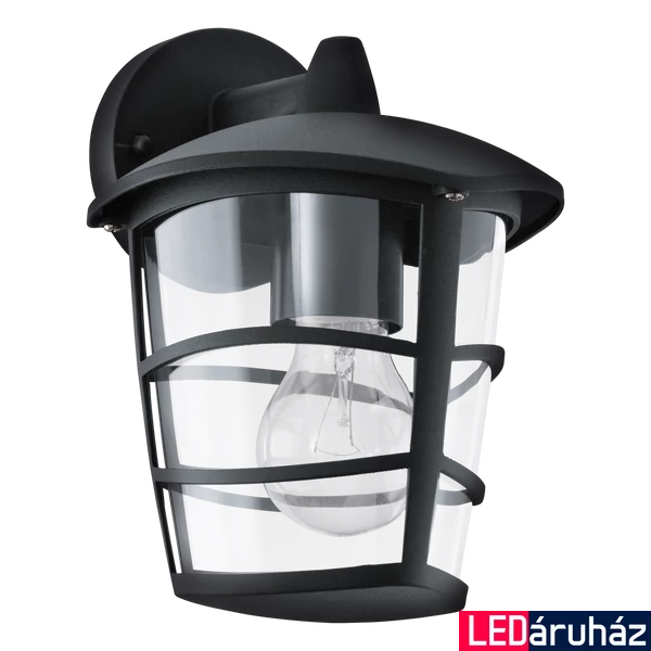 Eglo 93098 Aloria kültéri fali lámpa, fekete, E27 foglalattal, max. 1x60W, IP44