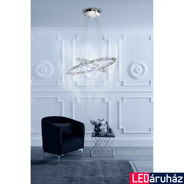 Eglo 93946 Toneria több ágú függeszték, kristály, króm, 6400 lm, 4000K természetes fehér, beépített LED, 128x0,5W, IP20