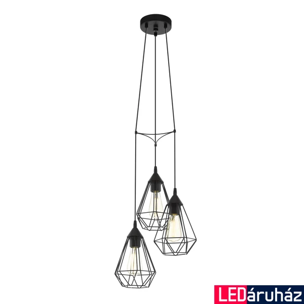Eglo 94191 Tarbes több ágú függeszték, fekete, E27 foglalattal, max. 3x60W, IP20