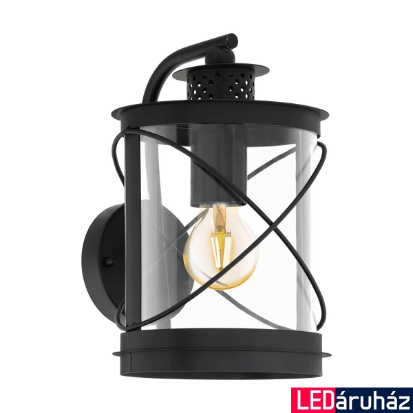 Eglo 94843 Hilburn kültéri fali lámpa, fekete, E27 foglalattal, max. 1x60W, IP44