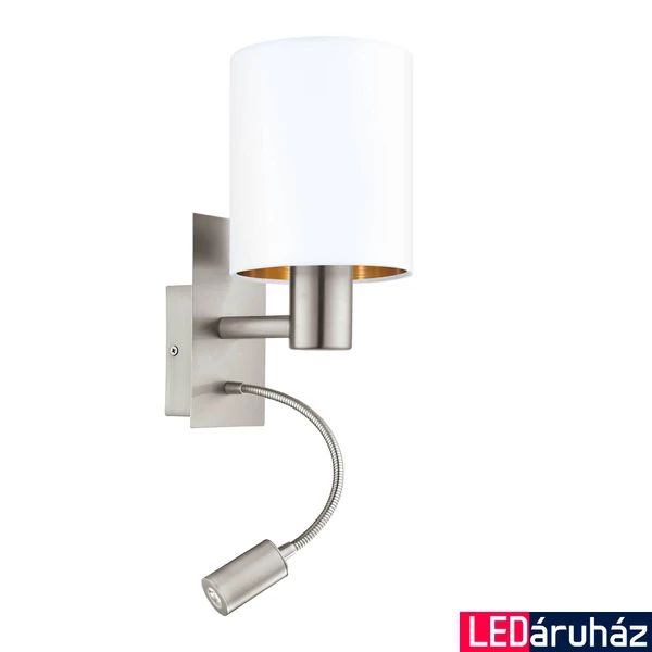 Eglo 96484 Pasteri fali lámpa, fehér, -;380 lm, 3000K melegfehér, E27+beépített LED, 1x40W+1x3,5W, IP20