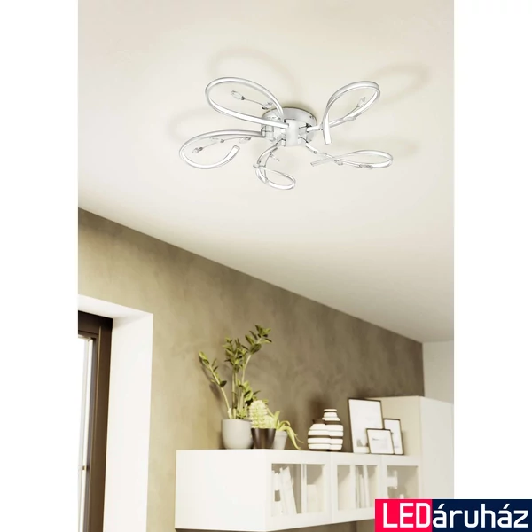 Eglo 97487 Vallemare mennyezeti lámpa, kristály díszítéssel, króm, 4000 lm, 3000K melegfehér, beépített LED, 5x6,6W, IP20