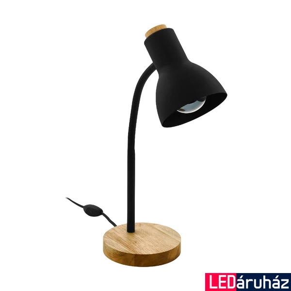 Eglo 98831 Veradal asztali lámpa, íróasztali lámpa, fa lámpatalp, fekete, E27 foglalattal, max. 1x40W, IP20