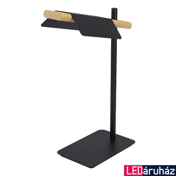 Eglo 98837 Ermua asztali lámpa, fa részletekkel, fekete, 480 lm, 3000K melegfehér, beépített LED, 4,5W, IP20
