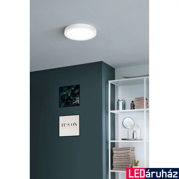 Eglo 98843 Fueva-Z LED panel, falon kívüli, 28,5cm átmérő, fehér, kör, 2500 lm, 2700K-6500K szabályozható, beépített LED, 19,5W, IP44, 285mm átmérő