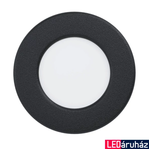 Eglo 99211 Fueva 5 fürdőszobai LED panel, fekete, kör, 330 lm, 3000K melegfehér, beépített LED, 2,7W, IP44, 86mm átmérő