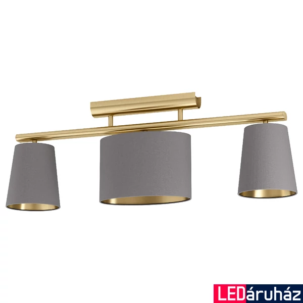 Eglo 99486 Almeida 2 mennyezeti lámpa, réz színű lámpatest, textil burával, szürke, E14 foglalattal, max. 3x40W, IP20