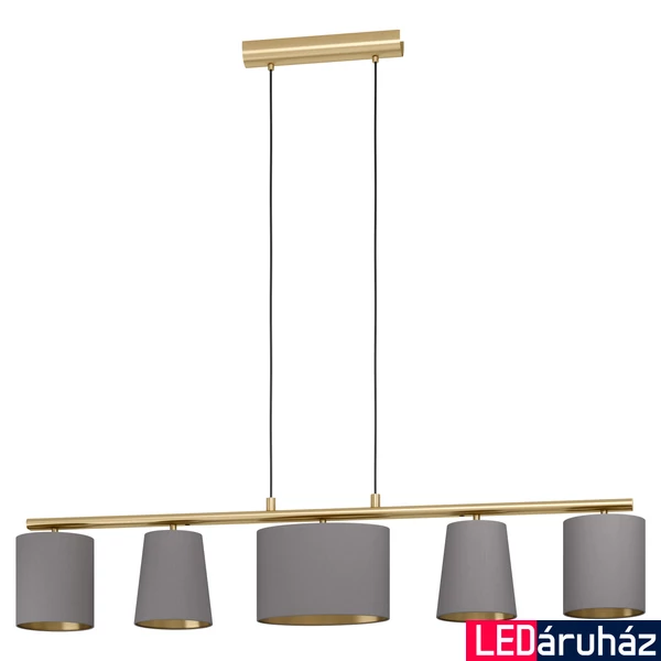 Eglo 99487 Almeida 2 több ágú függeszték, réz színű lámpatest, textil burával, szürke, E14 foglalattal, max. 5x40W, IP20