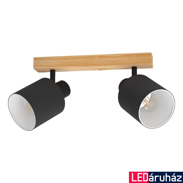 Eglo 99489 Batallas fali/mennyezeti lámpa, fa részletekkel, 2 lámpafejjel, fekete, E27 foglalattal, max. 2x10W, IP20