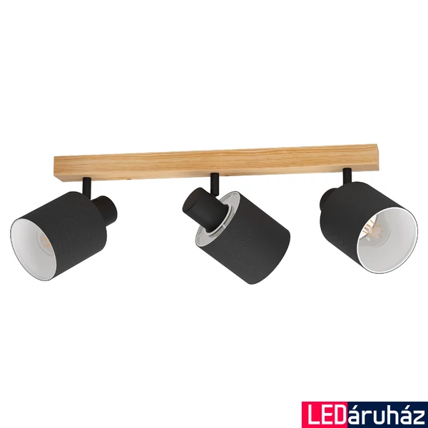 Eglo 99491 Batallas fali/mennyezeti lámpa, fa részletekkel, 3 lámpafejjel, fekete, E27 foglalattal, max. 3x10W, IP20