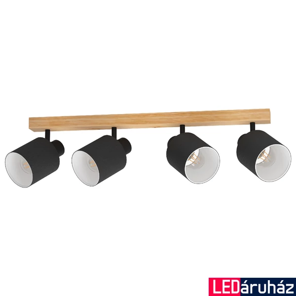 Eglo 99492 Batallas fali/mennyezeti lámpa, fa részletekkel, 4 lámpafejjel, fekete, E27 foglalattal, max. 4x10W, IP20