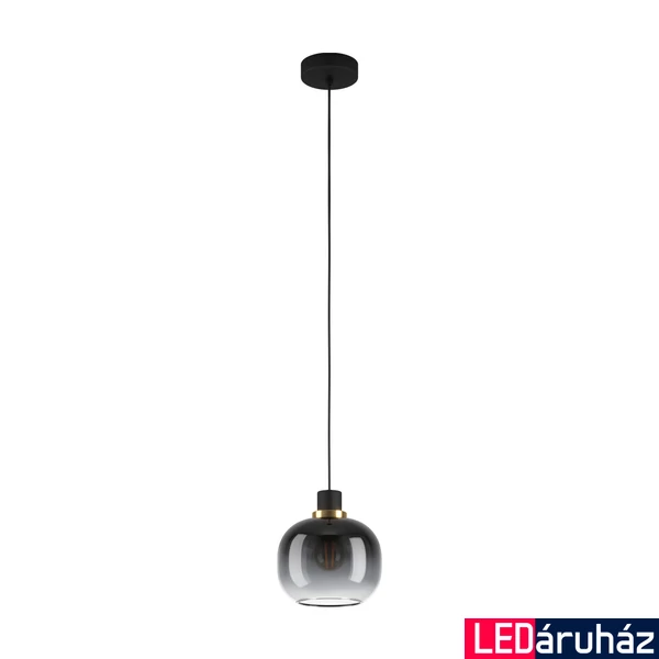 Eglo 99616 Oilella 1 ágú függeszték, fekete-szürke átmenetes üvegburával, szürke, E27 foglalattal, max. 1x40W, IP20
