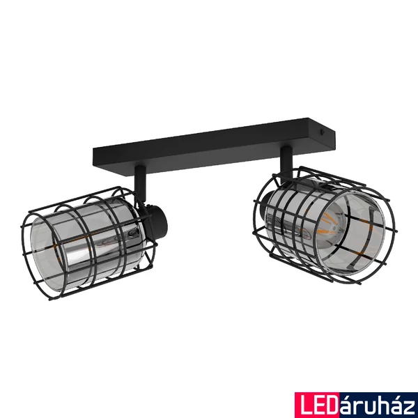 Eglo 99712 Consaca fali/mennyezeti lámpa, rácsos, 2 lámpafejjel, fekete, E27 foglalattal, max. 2x40W, IP20