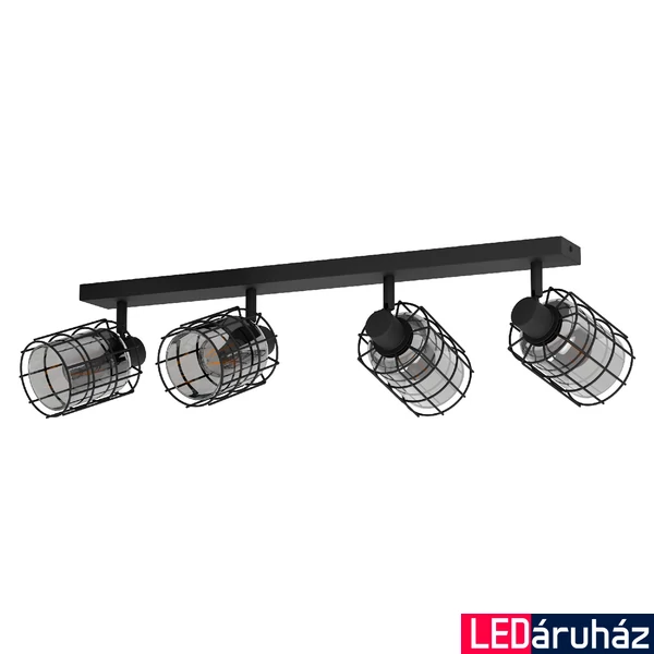 Eglo 99713 Consaca fali/mennyezeti lámpa, rácsos, 4 lámpafejjel, fekete, E27 foglalattal, max. 4x40W, IP20