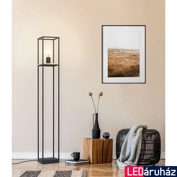 Eglo 99798 Libertad állólámpa, fa részletekkel, fekete, E27 foglalattal, max. 1x40W, IP20