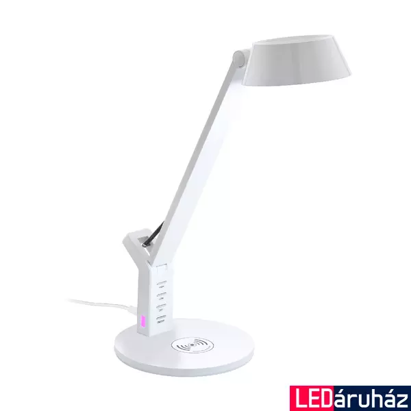 Eglo 99831 Banderalo asztali lámpa, íróasztali lámpa, állítható, vezeték nélküli QI töltővel, fehér, 700 lm, 3000K-6300K szabályozható, beépített LED, 4,8W, IP20