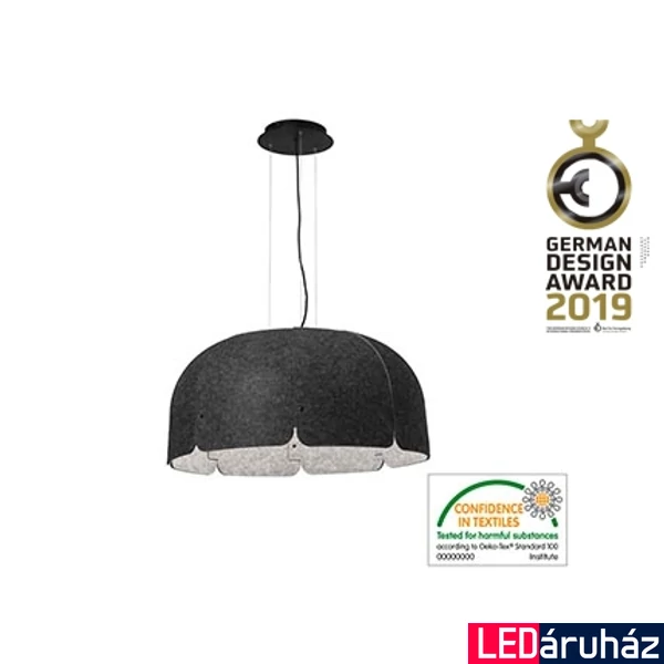 FARO MUTE 1 ágú függeszték, szürke, 3000K melegfehér, beépített LED, 24W, 2500 lm, IP20, 20101