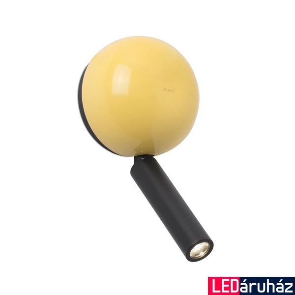 FARO PRESS fali lámpa, olvasókarral, nyomógombos kapcsolóval, sárga, beépített LED, 3W, 180 lm, IP20, 62353