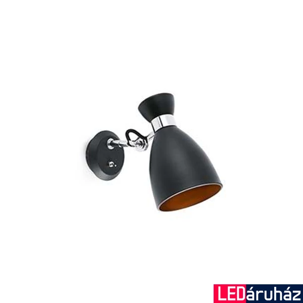 FARO RETRO fali lámpa, fekete, E14 foglalattal, IP20, 20049