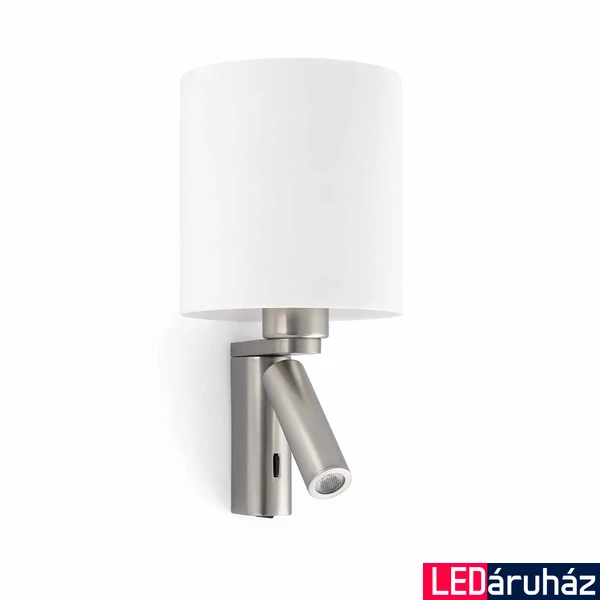 FARO ROB fali lámpa, olvasókarral, fehér, 3000K melegfehér, E27 foglalattal, fényforrással, 63W, IP20, 68498