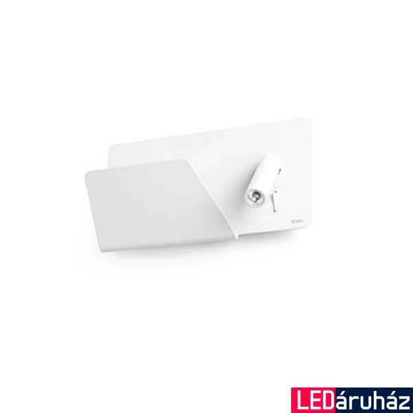 FARO SUAU fali lámpa, polc funkcióval, usb csatlakozóval, bal oldali olvasókarral, fehér, 3000K melegfehér, beépített LED, 3W, IP20, 62124