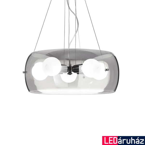 IDEAL LUX AUDI-10 függesztett lámpa 5db E27 foglalattal, max. 5x60W, 48,5 cm átmérő, füst üveg 103983