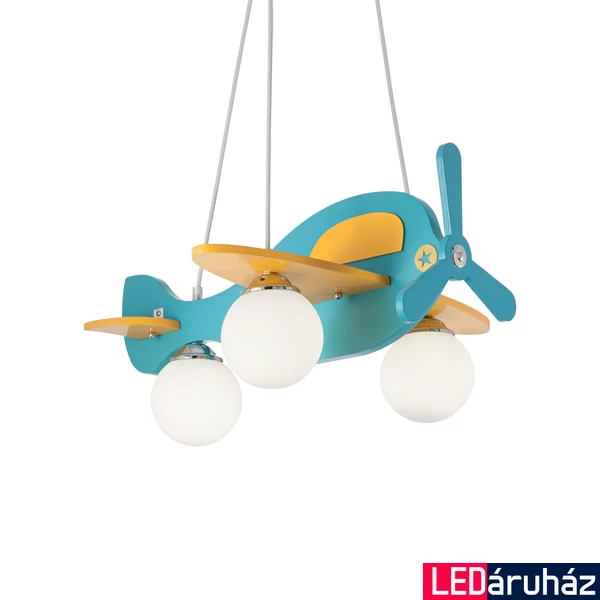 IDEAL LUX AVION függesztett gyermeklámpa 3 db E14 foglalattal, max. 3x40W, 49,5x40 cm, kék 136325