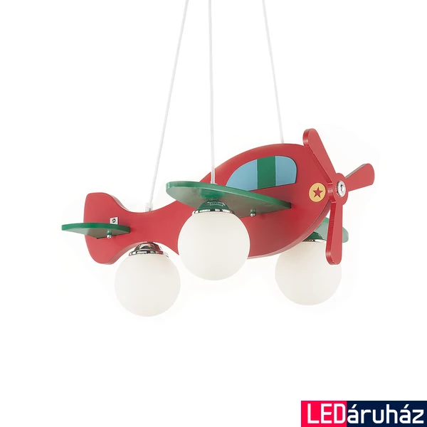 IDEAL LUX AVION függesztett gyermeklámpa 3 db E14 foglalattal, max. 3x40W, 49,5x40 cm, piros 136318