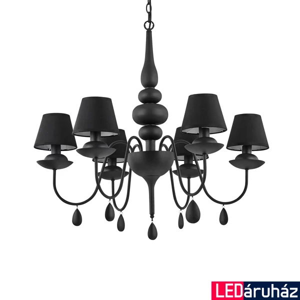 IDEAL LUX BLANCHE több ágú függeszték, max. 6x40W, E14 foglalattal, fekete, 111872