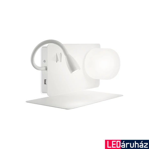 IDEAL LUX BOOK fali lámpa G9 foglalattal, max. 28W, LED olvasólámpával, 3W, 130 lm, 54x15 cm, fehér 174792