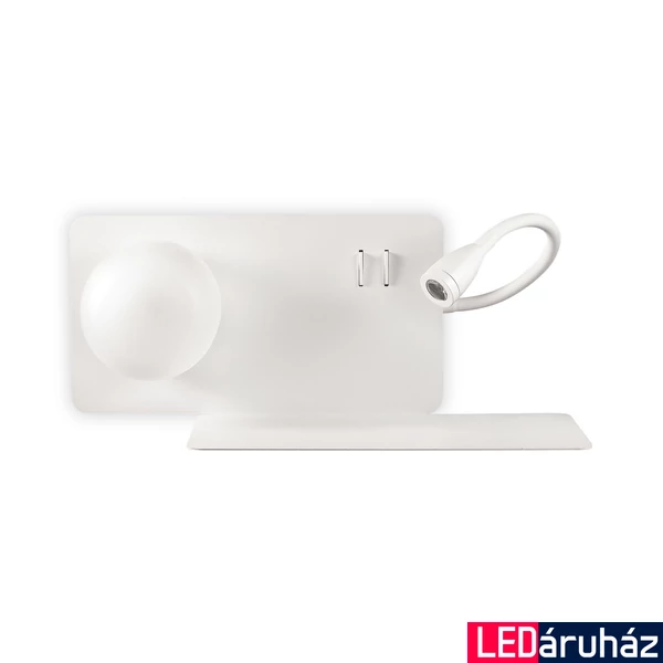 IDEAL LUX BOOK fali lámpa G9 foglalattal, max. 28W, LED olvasólámpával, 3W, 130 lm, 54x15 cm, fehér 174822