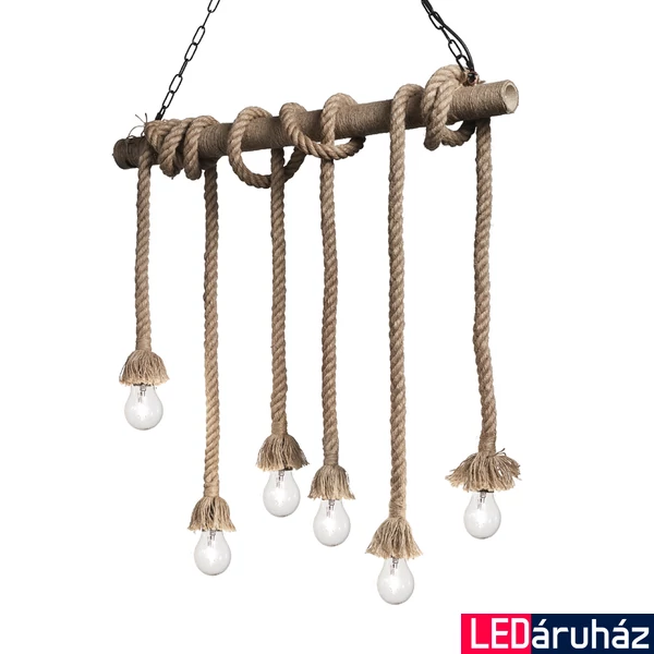 IDEAL LUX CANAPA függesztett lámpa 6 db E27 foglalattal, max. 6x15W, 80 cm hosszú, kötél 134826