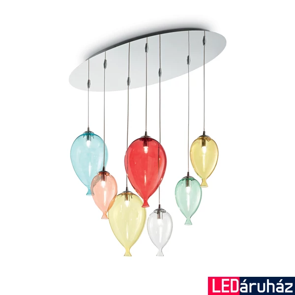 IDEAL LUX CLOWN függesztett lámpa 7 db G9 foglalattal, max. 7x28W, 80 cm átmérő, színes 100937