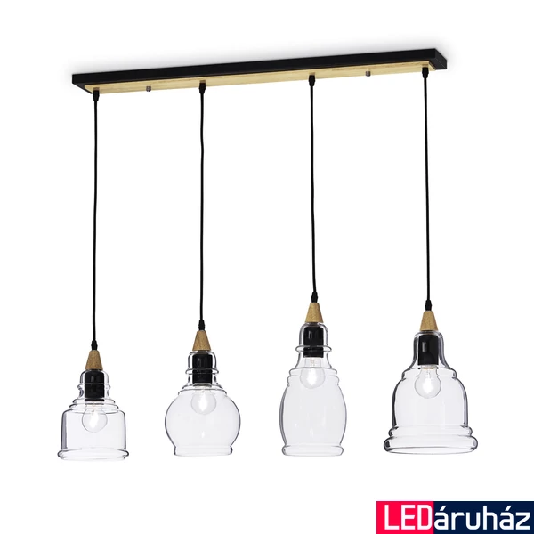 IDEAL LUX GRETEL függesztett lámpa 4 db. E27 foglalattal, max. 4x60W, 82 cm hosszú, üveg 122557