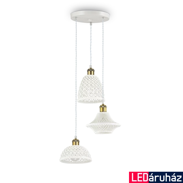 IDEAL LUX LUGANO több ágú függeszték, max. 3x60W, E27 foglalattal, fehér, 206875