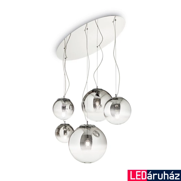 IDEAL LUX MAPA függesztett lámpa 5 db. E27 foglalattal, max. 5x60W, 105 cm hosszú, füstüveg 140759