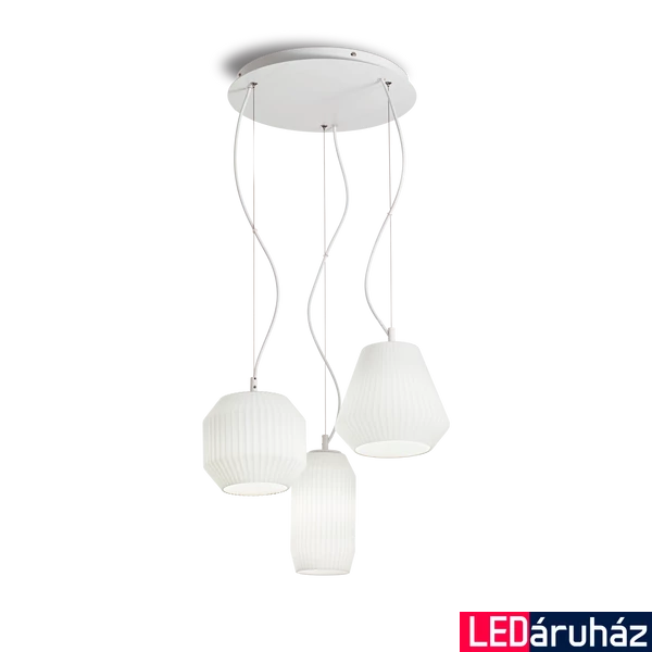 IDEAL LUX ORIGAMI több ágú függeszték, max. 3x60W, E27 foglalattal, fehér, 198095