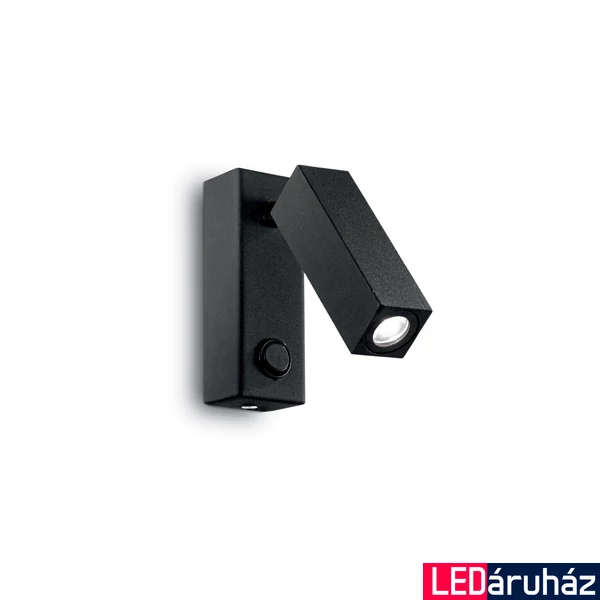 IDEAL LUX PAGE fali lámpa, beépített LED, 3W, 210 lm, 3000K melegfehér, 4x11 cm, fekete 142241