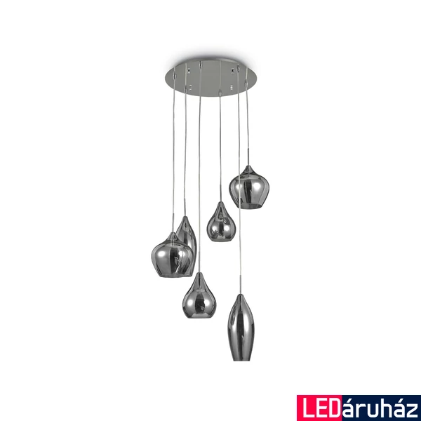 IDEAL LUX SOFT függesztett lámpa 6 db. E14 foglalattal, max. 6x40W, 60 cm átmérő, füstüveg 111841