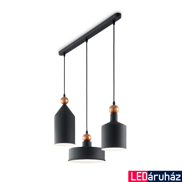 IDEAL LUX TRIADE több ágú függeszték, max. 3x42W, E27 foglalattal, fekete, 194677