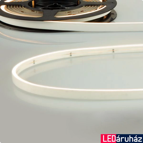 24V DC flexibilis NEON LED szalag, 10W/m, 240lm/m, 3000K melegfehér, 140LED/m, CRI93, IP66, 4mm széles